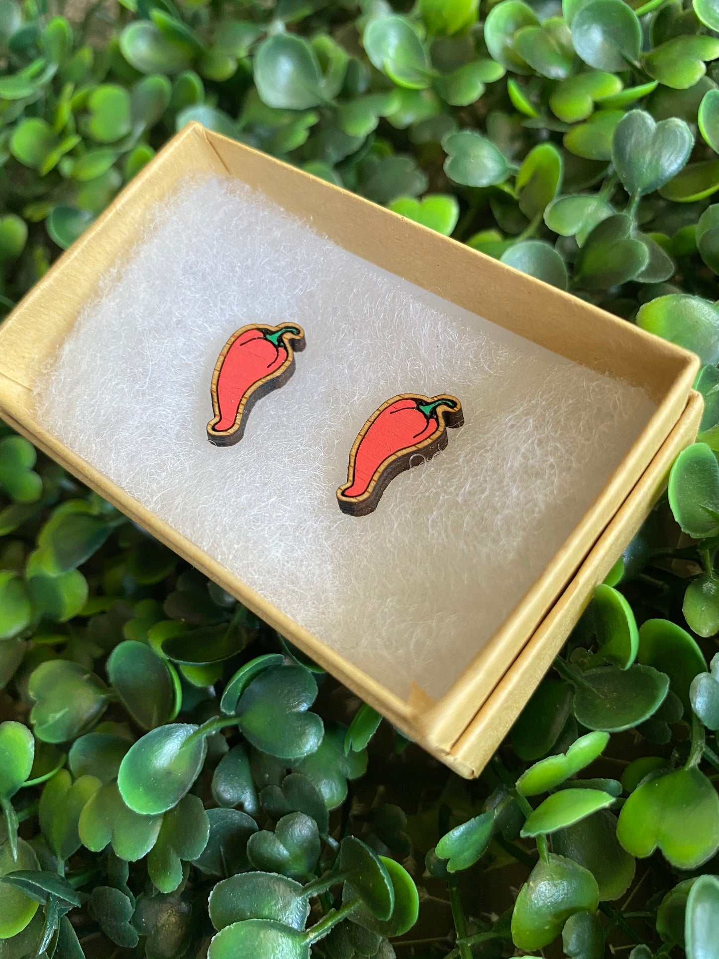 Hand Painted Bamboo Chilli Earrings. HOT Earrings ;)