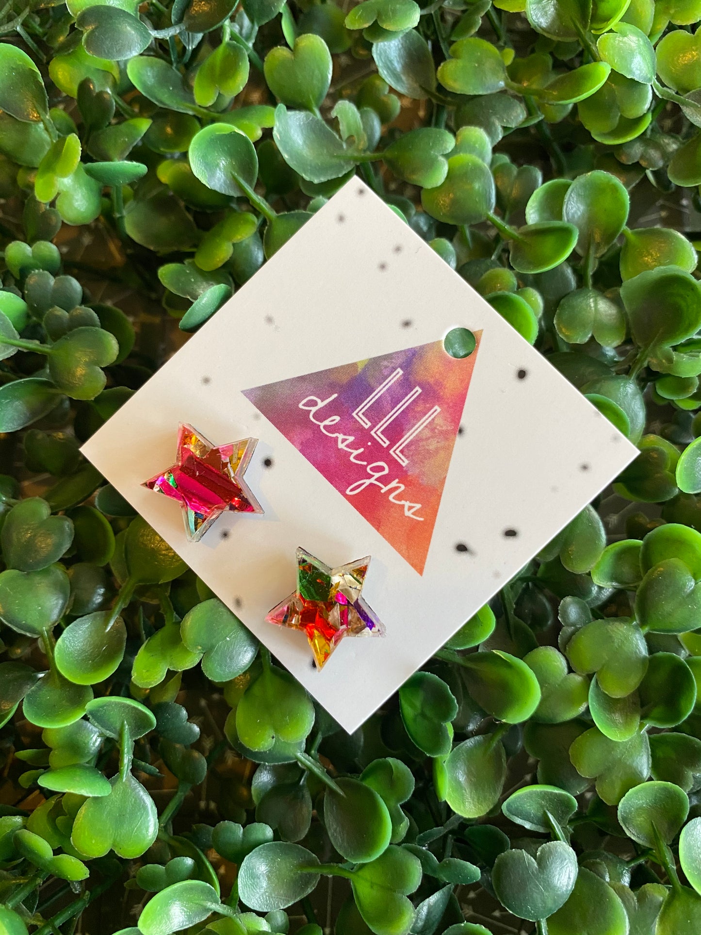 Rainbow Metallic Glitz Star Statement Stud Earrings (perfect star)
