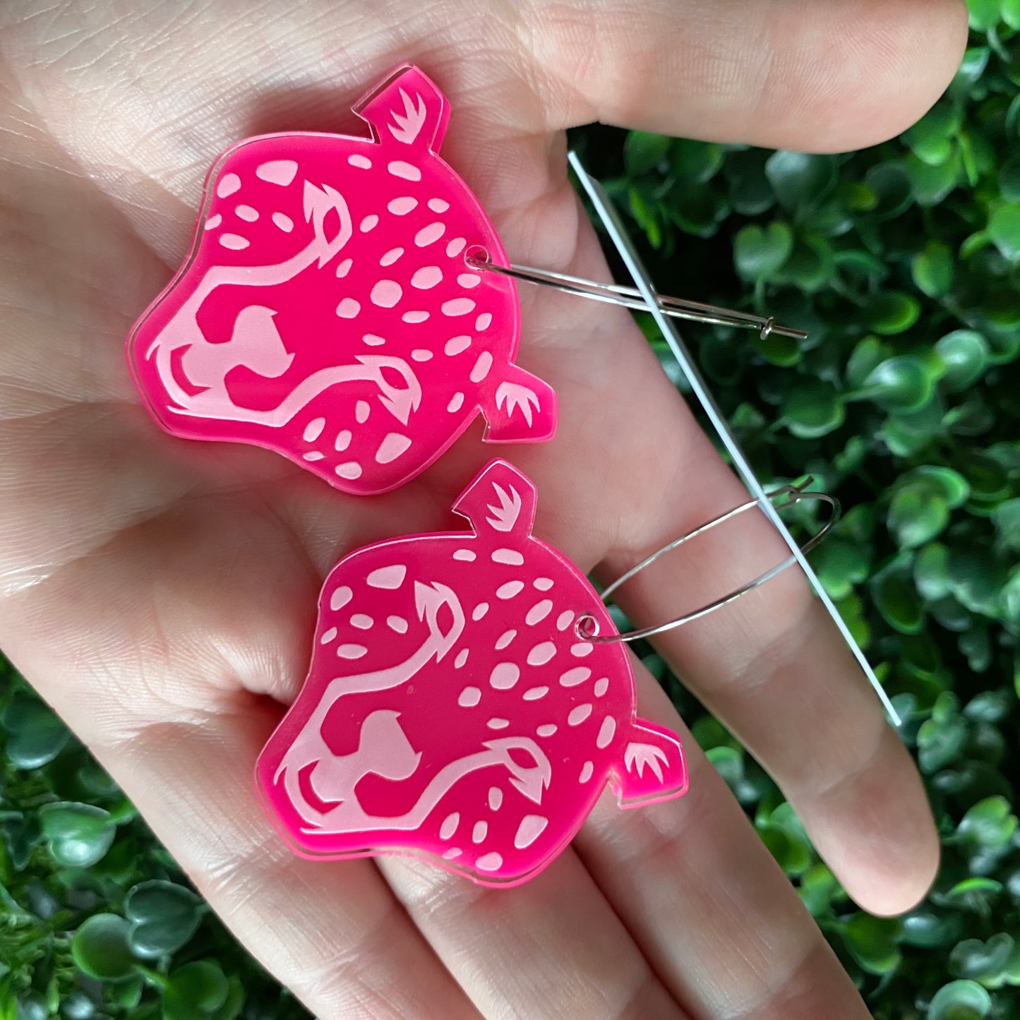 Cheetah Earrings. Hot Pink Layered Cheetah Hoops. With Multi Functionality!