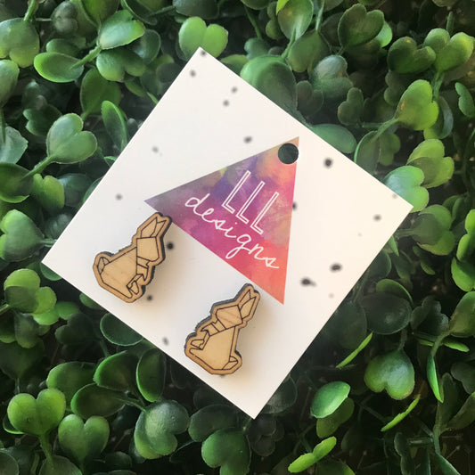 Timber Geometric Bunny Stud Earrings.