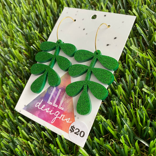 Vine Time Gold Hoop Dangle Earrings
