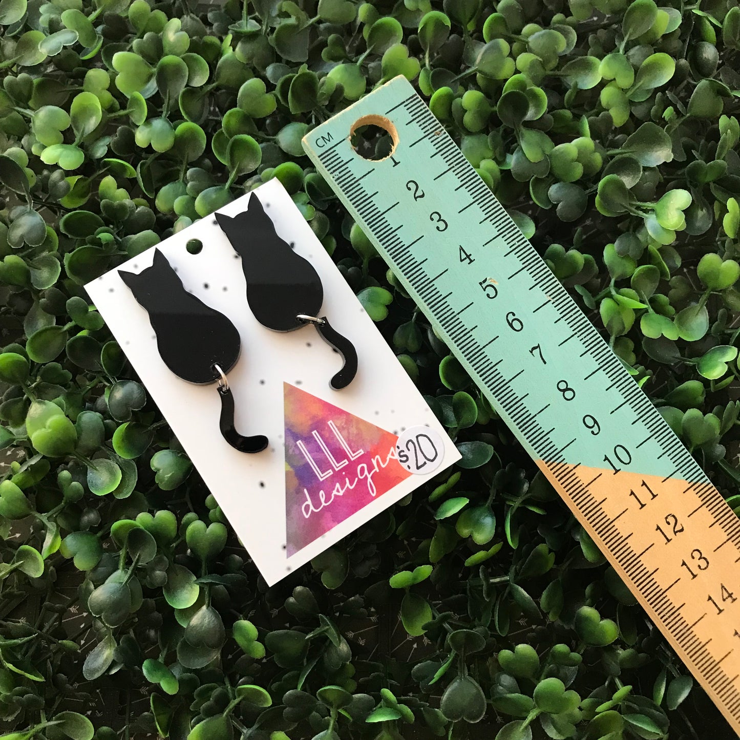 Black Cat Earrings - Sitting Pretty Kitty Earrings with Dangle Tails (large)
