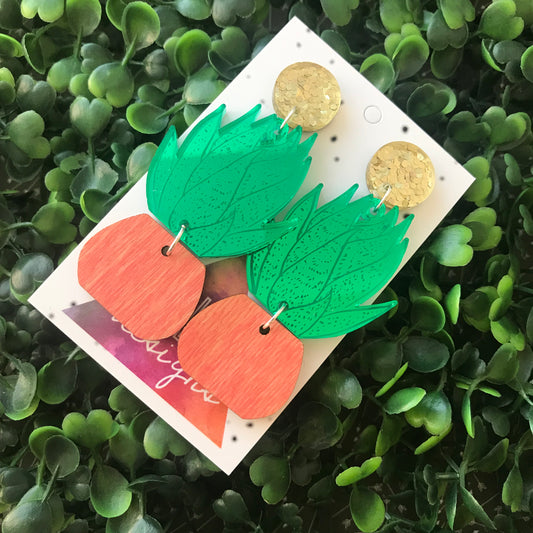 Potted Agave Plant Statement Dangle Earrings.