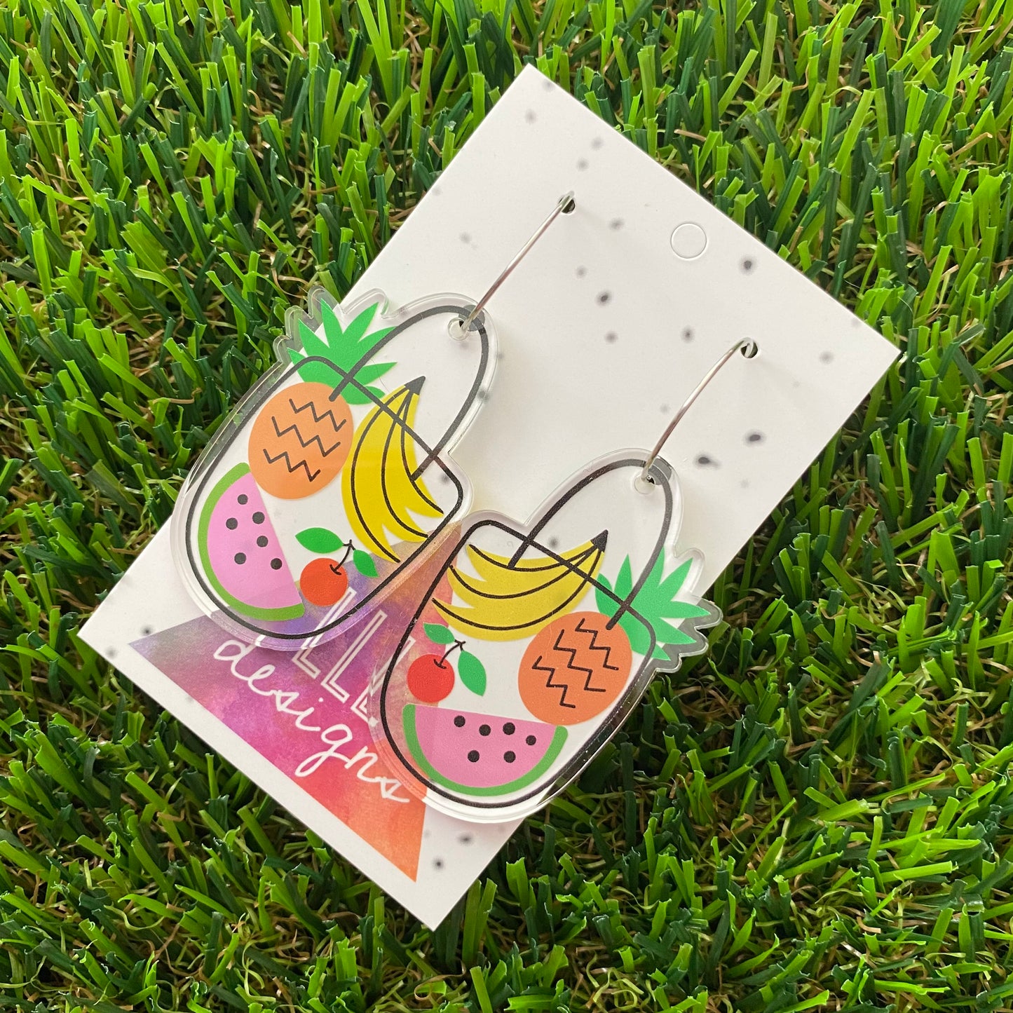 Fruity Shopper Hoop Dangle Earrings - Super Cute!!!