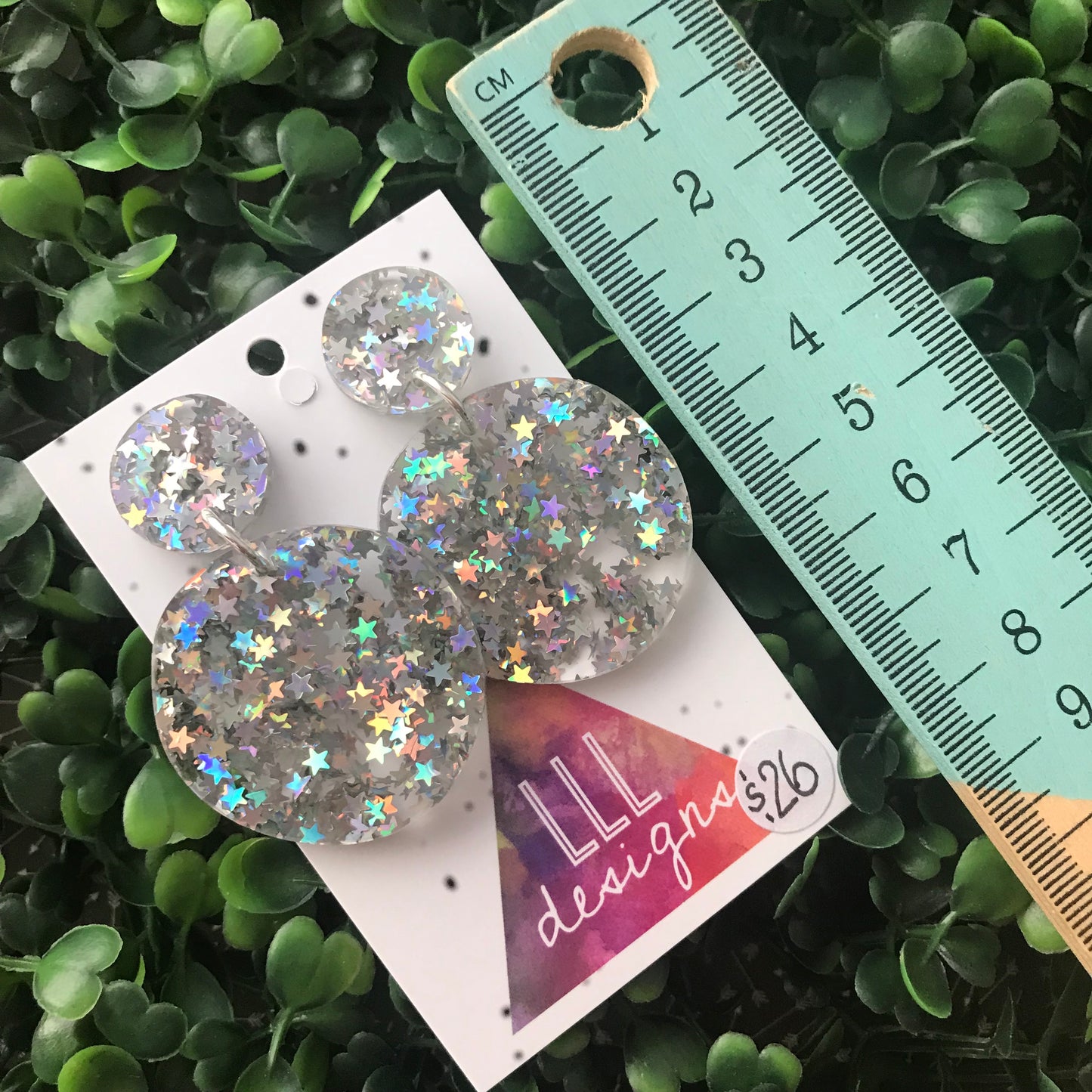 Holographic Star Confetti Dangle Earrings.