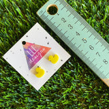 Rubber Duck Earrings - Yellow Rubber Ducky Acrylic Stud Earrings.