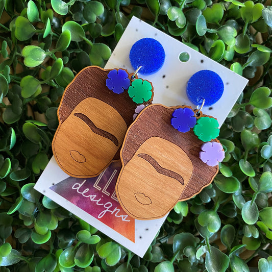 Fabulous Frida Stacked Statement Dangle Earrings. (Blue Edition)