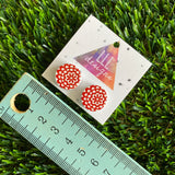Radiant Red Floral Printed Timber Stud Earrings.