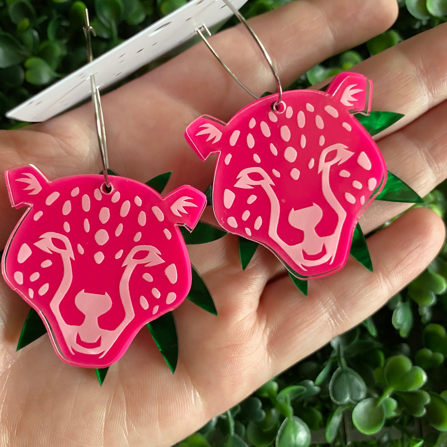 Cheetah Earrings. Hot Pink Layered Cheetah Hoops. With Multi Functionality!