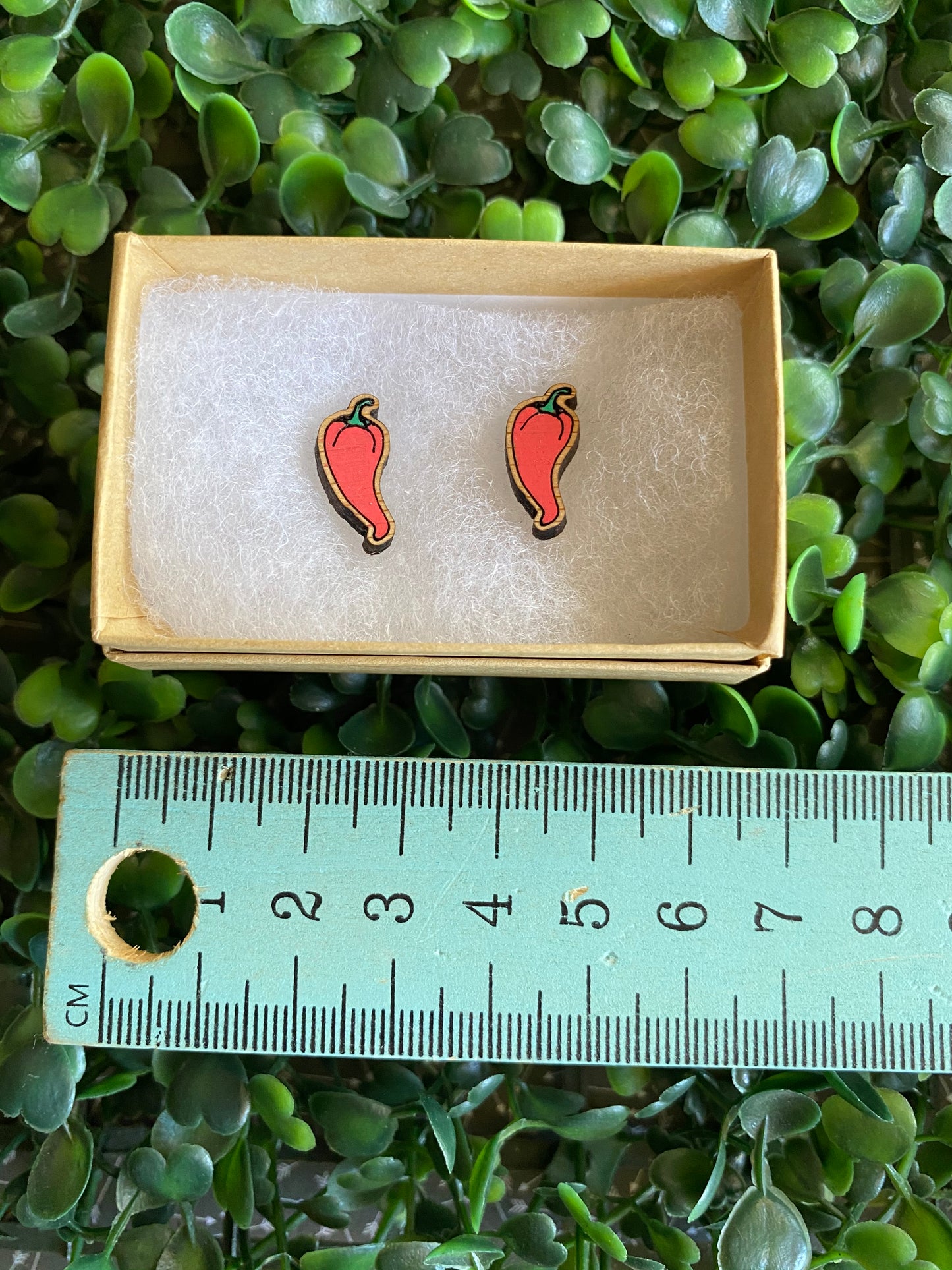 Hand Painted Bamboo Chilli Earrings. HOT Earrings ;)