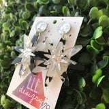 Metallic Silver Flower Burst Dangle Earrings - ArtDeco Inspired Earrings.