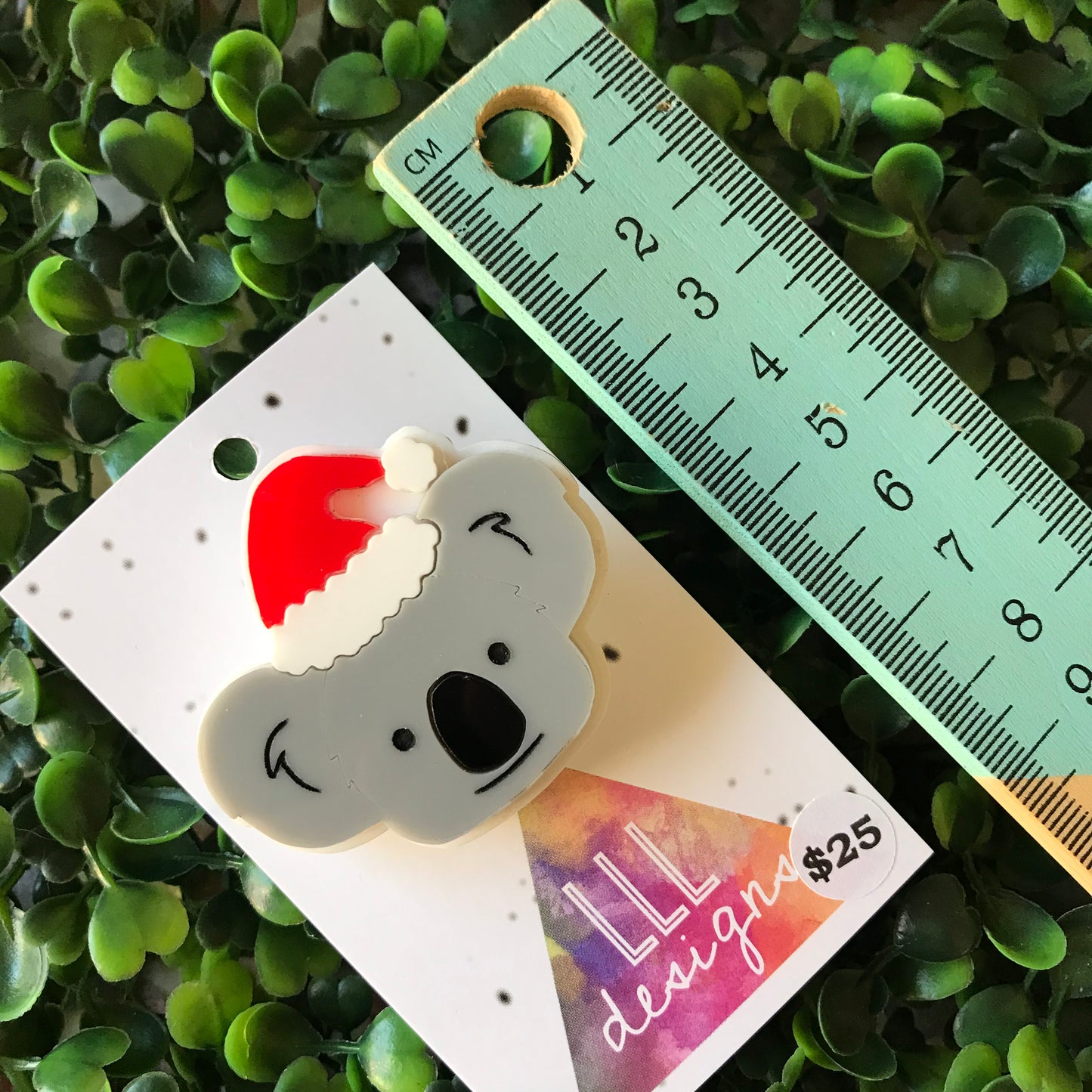 Australian Christmas Koala Brooch - Koala Santa Brooch. Aussie Christmas!