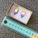Hand Painted Popsicle Stud Earrings. Bamboo Earrings.