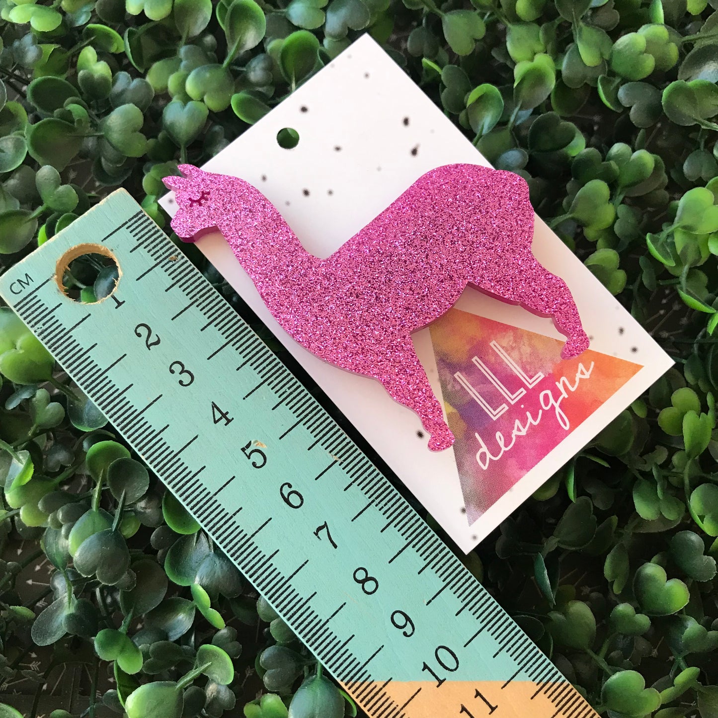 Glitter Pink Llama Brooch. Glitter Alpaca Brooch.