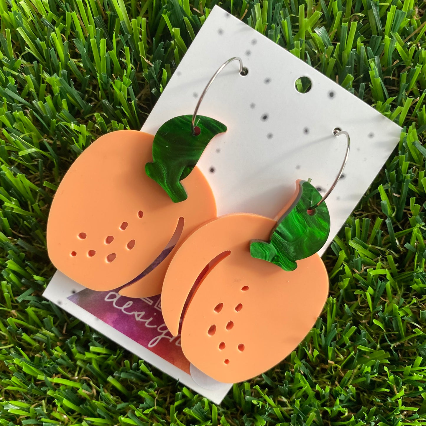 Peach Perfect Hoop Dangle Earrings - Fruity and Fabulous!