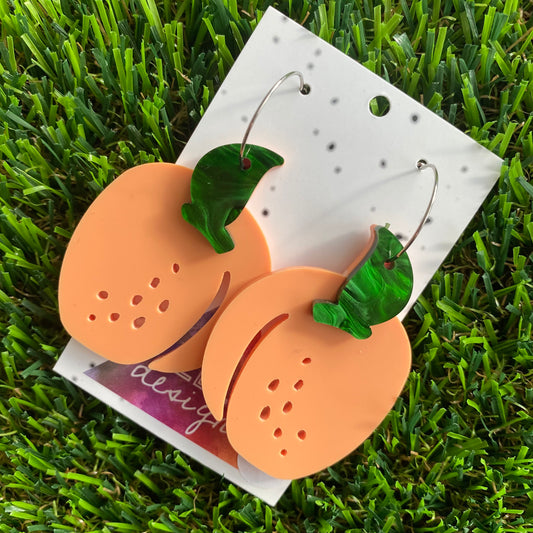 Peach Perfect Hoop Dangle Earrings - Fruity and Fabulous!