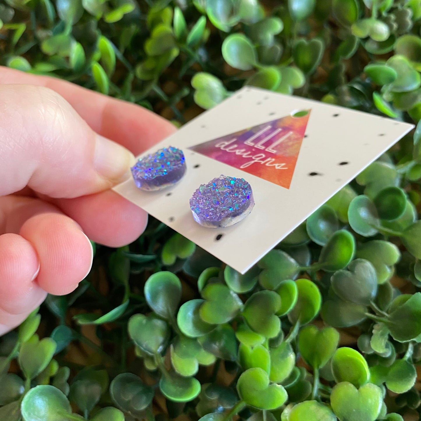 Mauve Faux Druzy Stud Earrings.