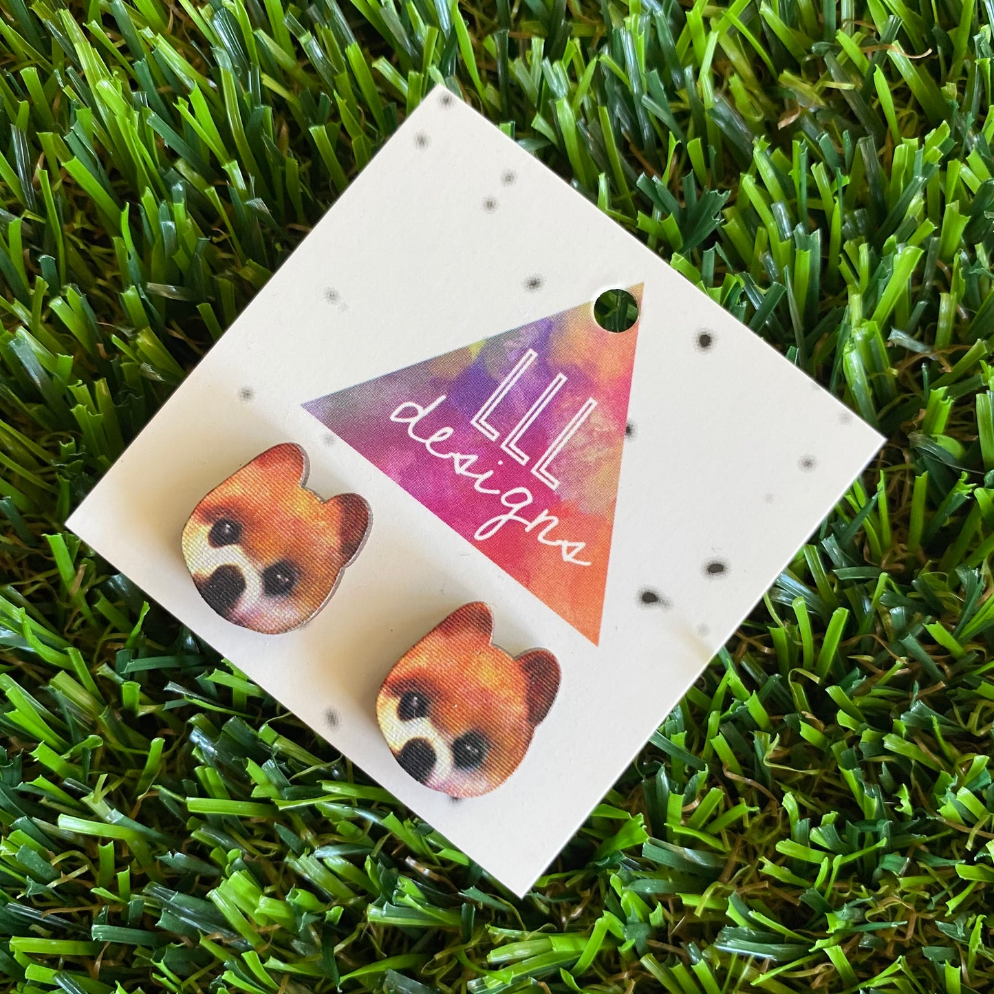 Pomeranian Dog Earrings - Printed Timber Pomeranian Dog Stud Earrings.