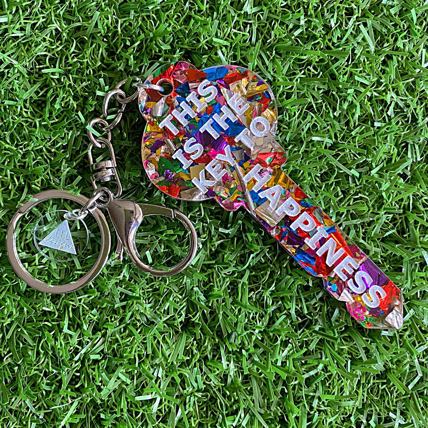 "THIS IS THE KEY TO HAPPINESS" Statement Acrylic Keyring.