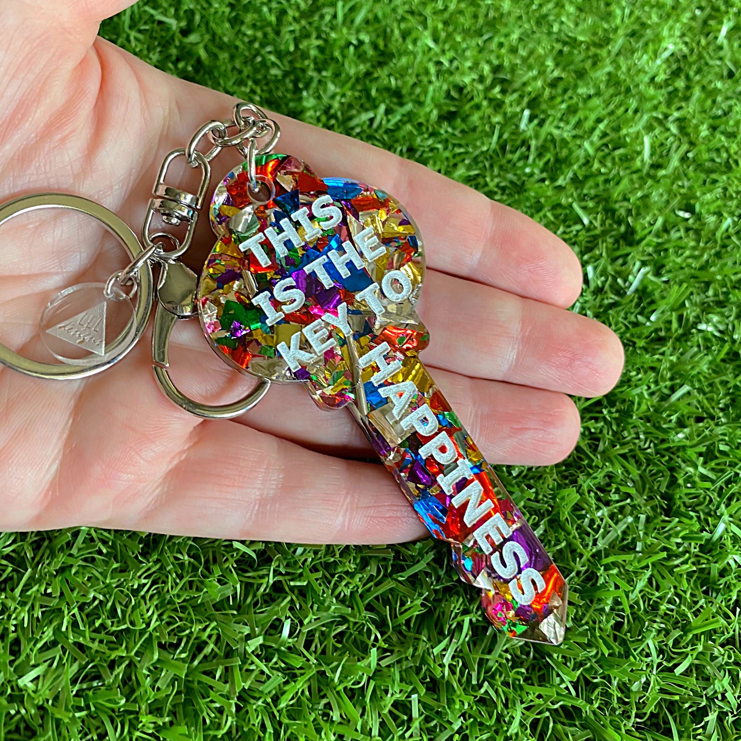 "THIS IS THE KEY TO HAPPINESS" Statement Acrylic Keyring.