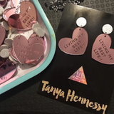 Tanya Hennessy - Living My Best Life!! Pink Mirror Love Heart Statement Dangle Earrings. PRE-ORDER.