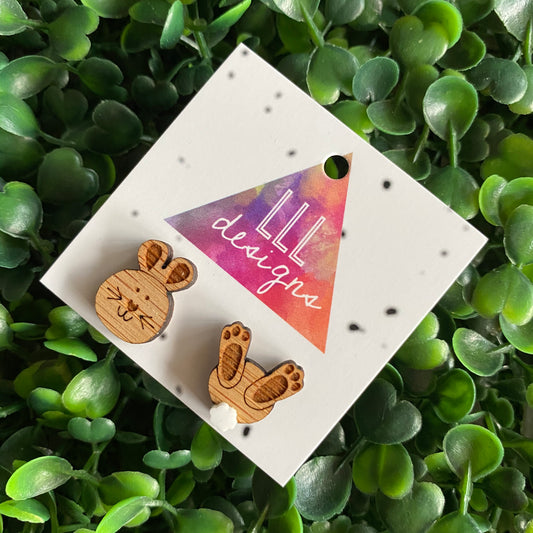 Easter Bunny Earrings. Super Duper Cute Little Easter Bunny Faces and Bums with 3D Tails!