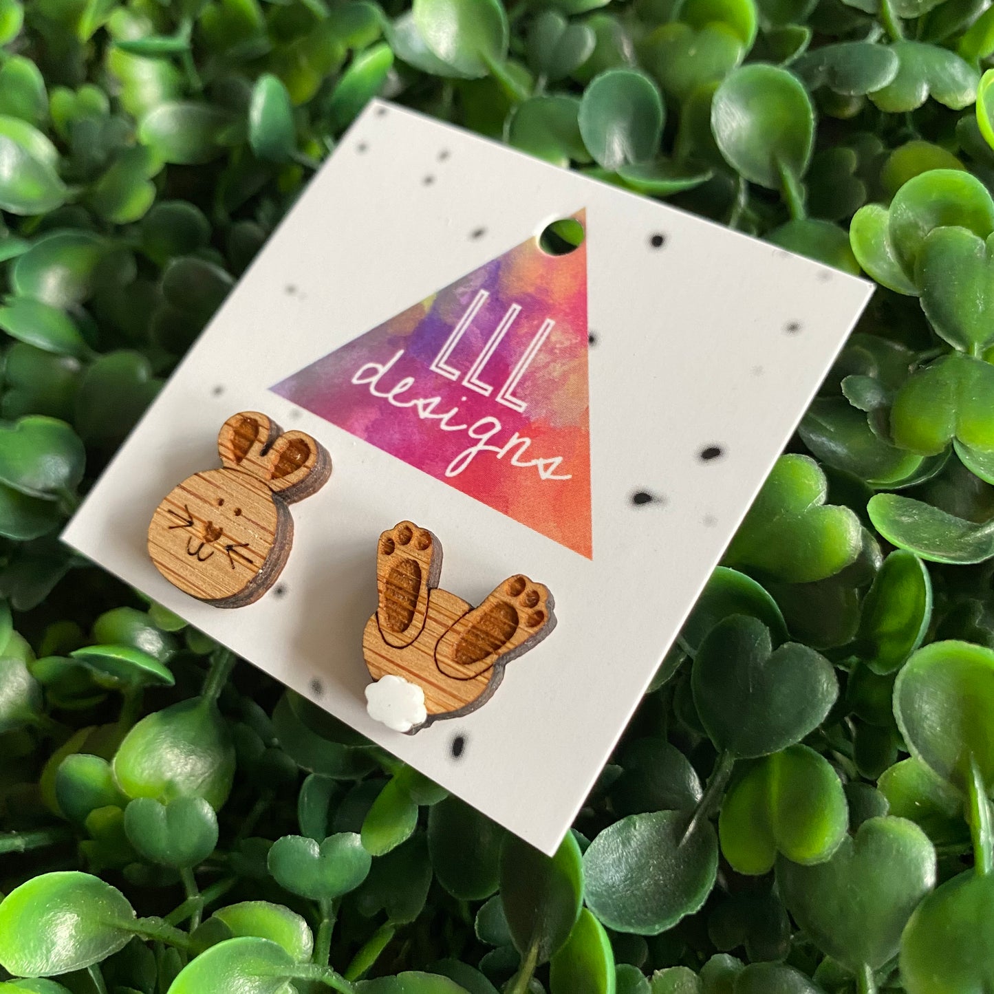 Easter Bunny Earrings. Super Duper Cute Little Easter Bunny Faces and Bums with 3D Tails!