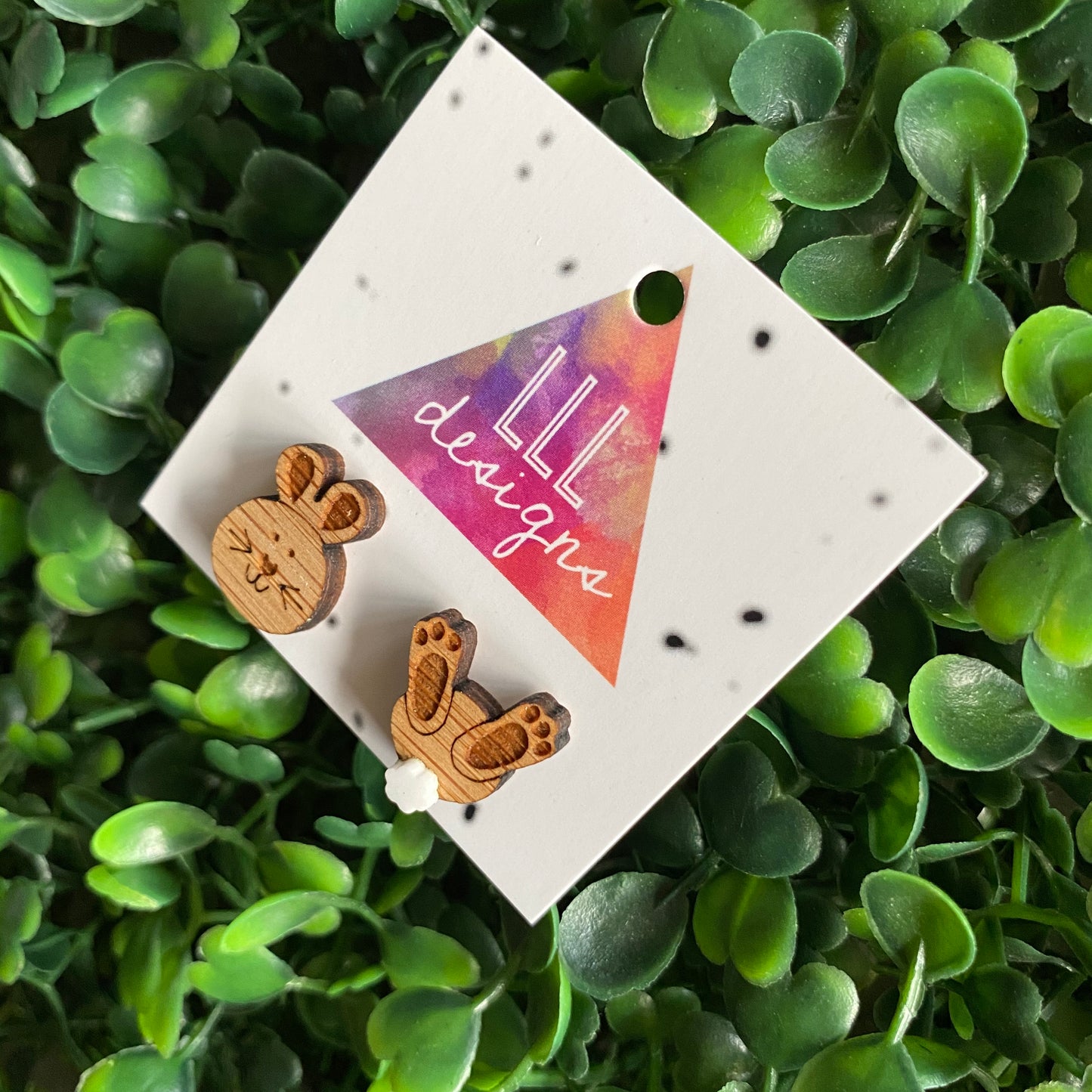 Easter Bunny Earrings. Super Duper Cute Little Easter Bunny Faces and Bums with 3D Tails!