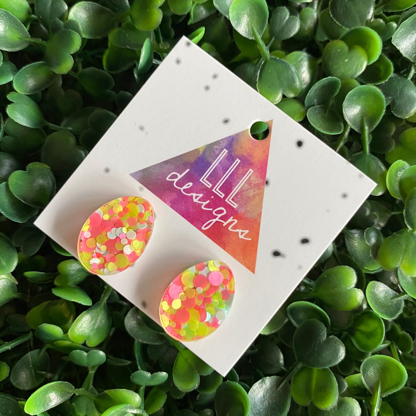 Easter Egg Earrings. Pink & Yellow Speckled Easter Egg Stud Earrings. Add some POP to your lobes this Easter Season!!!