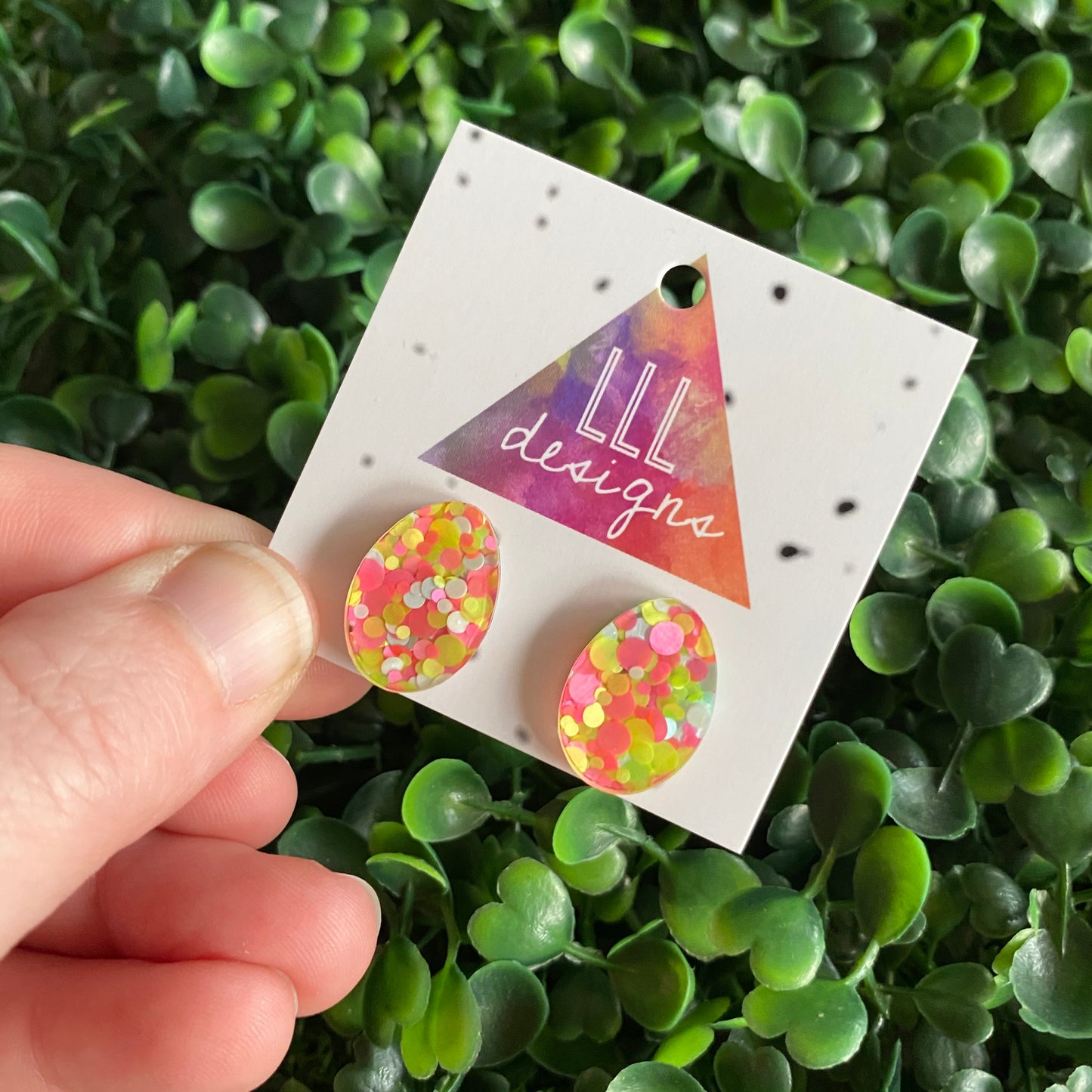 Easter Egg Earrings. Pink & Yellow Speckled Easter Egg Stud Earrings. Add some POP to your lobes this Easter Season!!!