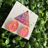 Easter Egg Earrings. Neon Speckled Easter Egg Stud Earrings. Add some POP to your lobes this Easter Season!!!
