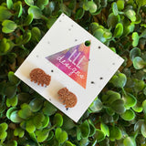Wombat Earrings - Glitter Copper Wonderful Wally the Wombat Stud Earrings.