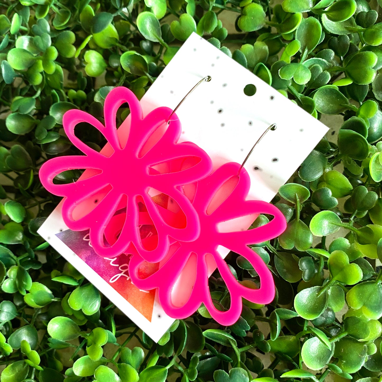 Hot Neon Pink - Happy Daisy Hoops - You can't help that Smile :) wearing these Fabulous Earrings.