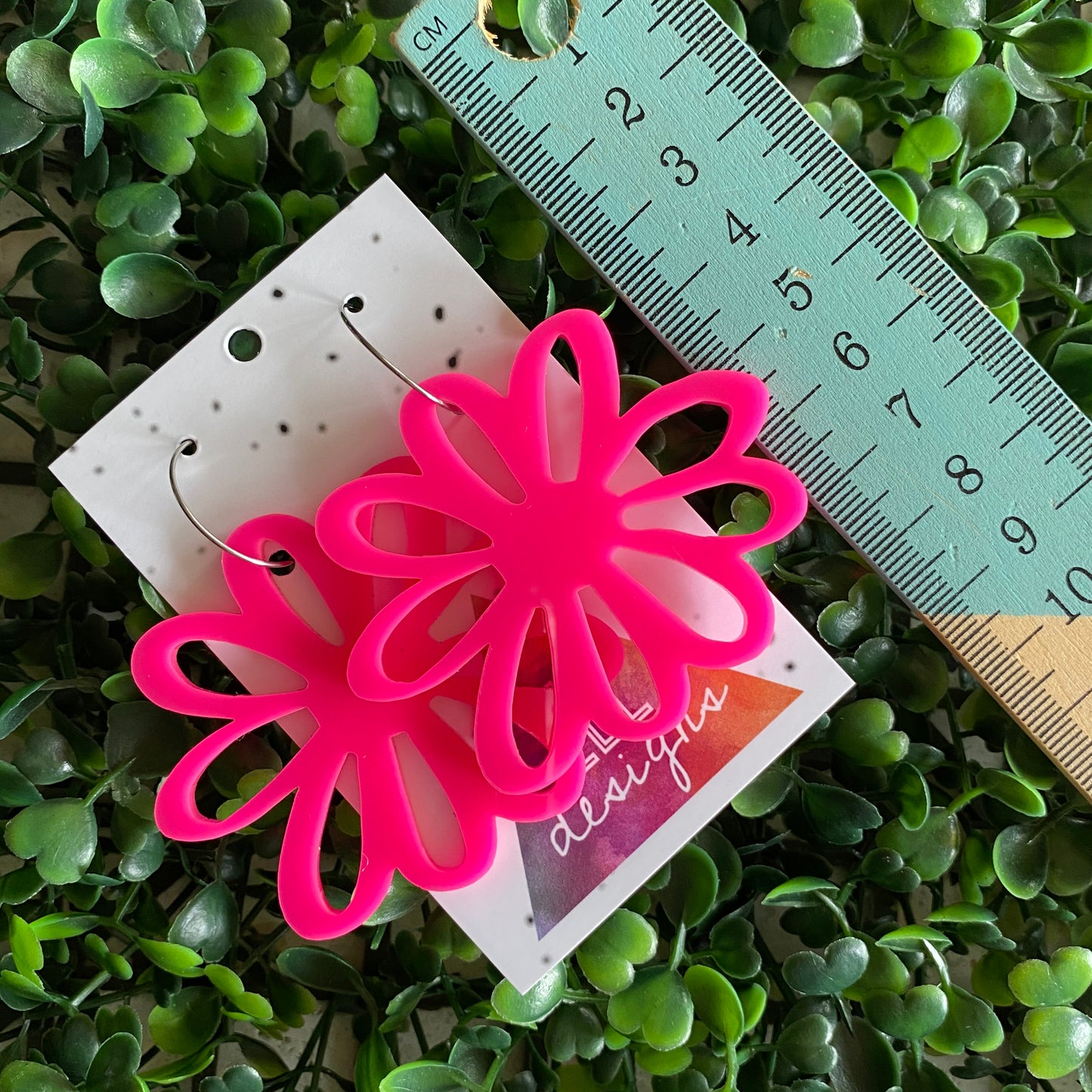 Hot Neon Pink - Happy Daisy Hoops - You can't help that Smile :) wearing these Fabulous Earrings.