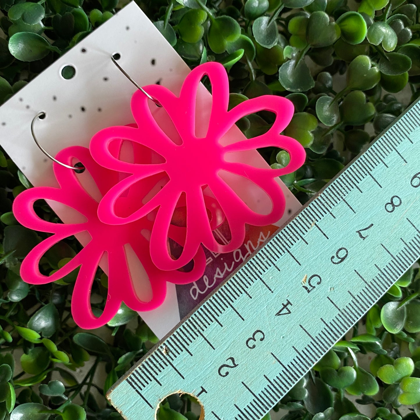Hot Neon Pink - Happy Daisy Hoops - You can't help that Smile :) wearing these Fabulous Earrings.
