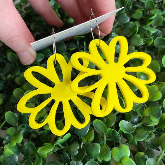Sunshine Yellow - Happy Daisy Hoops - You can't help that Smile :) wearing these Fabulous Earrings.