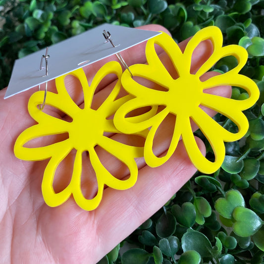 Sunshine Yellow - Happy Daisy Hoops - You can't help that Smile :) wearing these Fabulous Earrings.