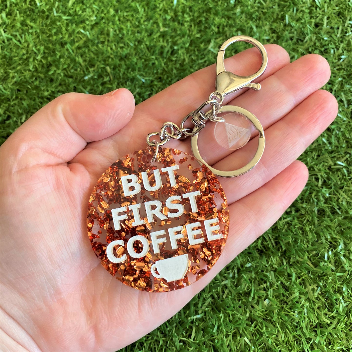 "BUT FIRST COFFEE" Statement Acrylic Keyring.