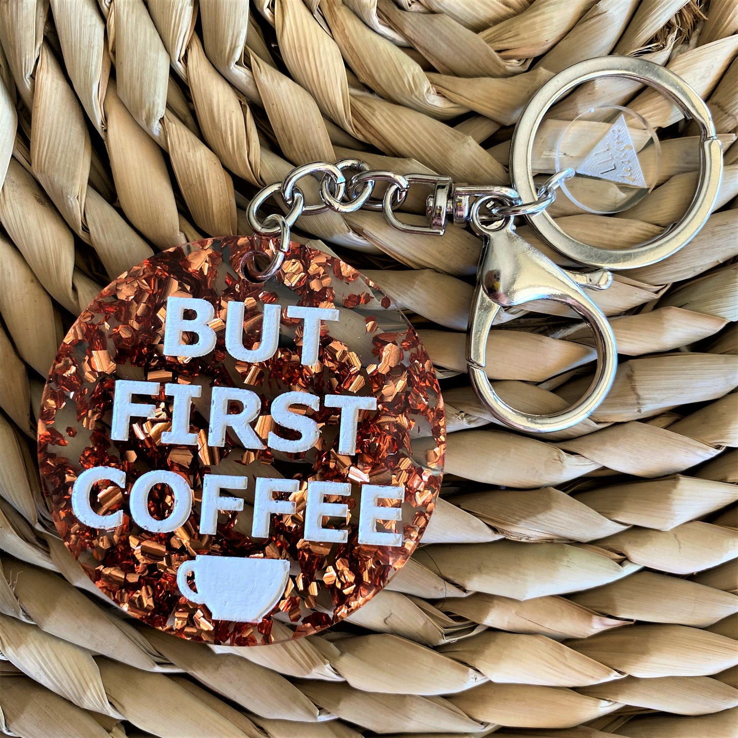 "BUT FIRST COFFEE" Statement Acrylic Keyring.