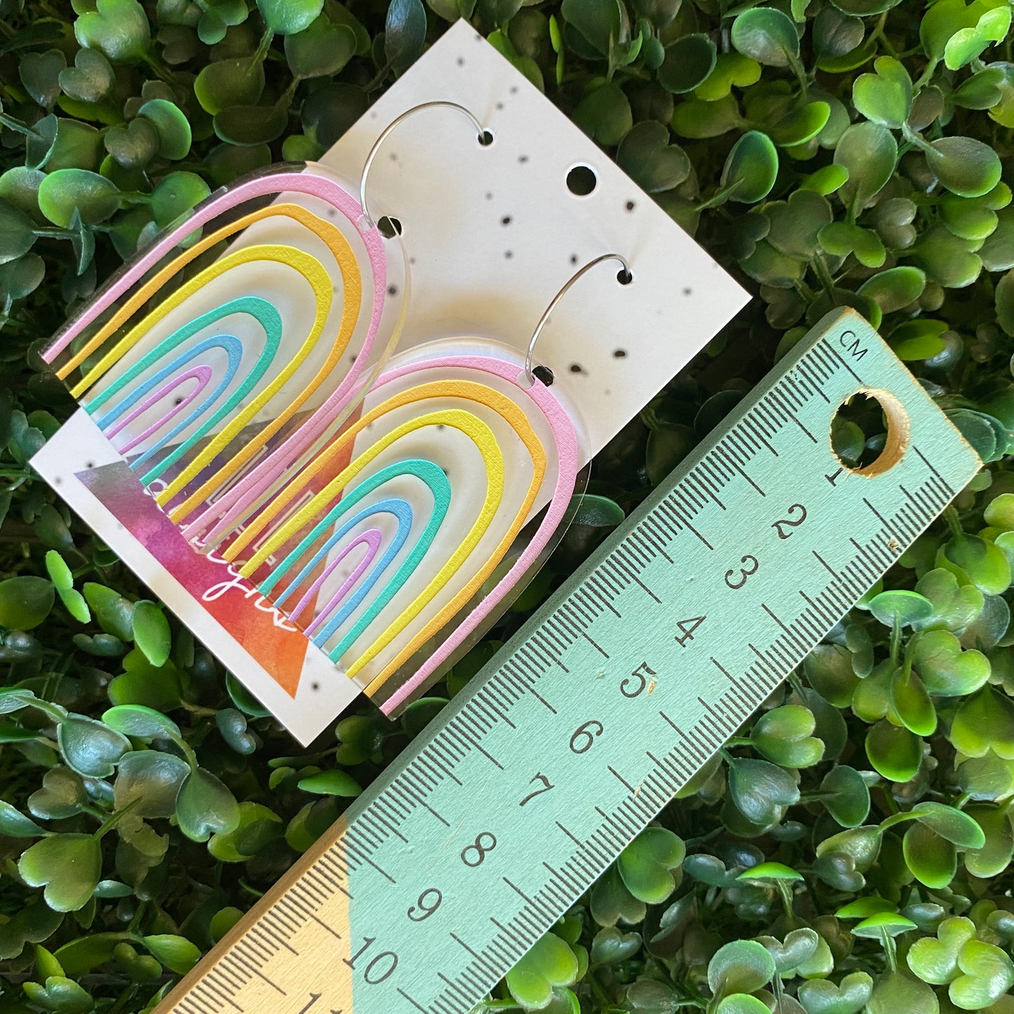 Rainbow Earrings. Fabulous Hand Painted Acrylic Pastel Rainbow Hoop Statement Earrings.