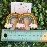 Rainbow Earrings. Hand Painted Timber Rainbow Hoop Earrings. MEGA SIZE!! (classic colour way)