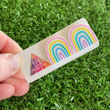 Rainbow Earrings - Hand Painted Acrylic Pastel Statement Stud Earrings - A Gorgeous Soft Little Rainbow Delight :)