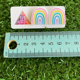 Rainbow Earrings - Hand Painted Acrylic Pastel Statement Stud Earrings - A Gorgeous Soft Little Rainbow Delight :)
