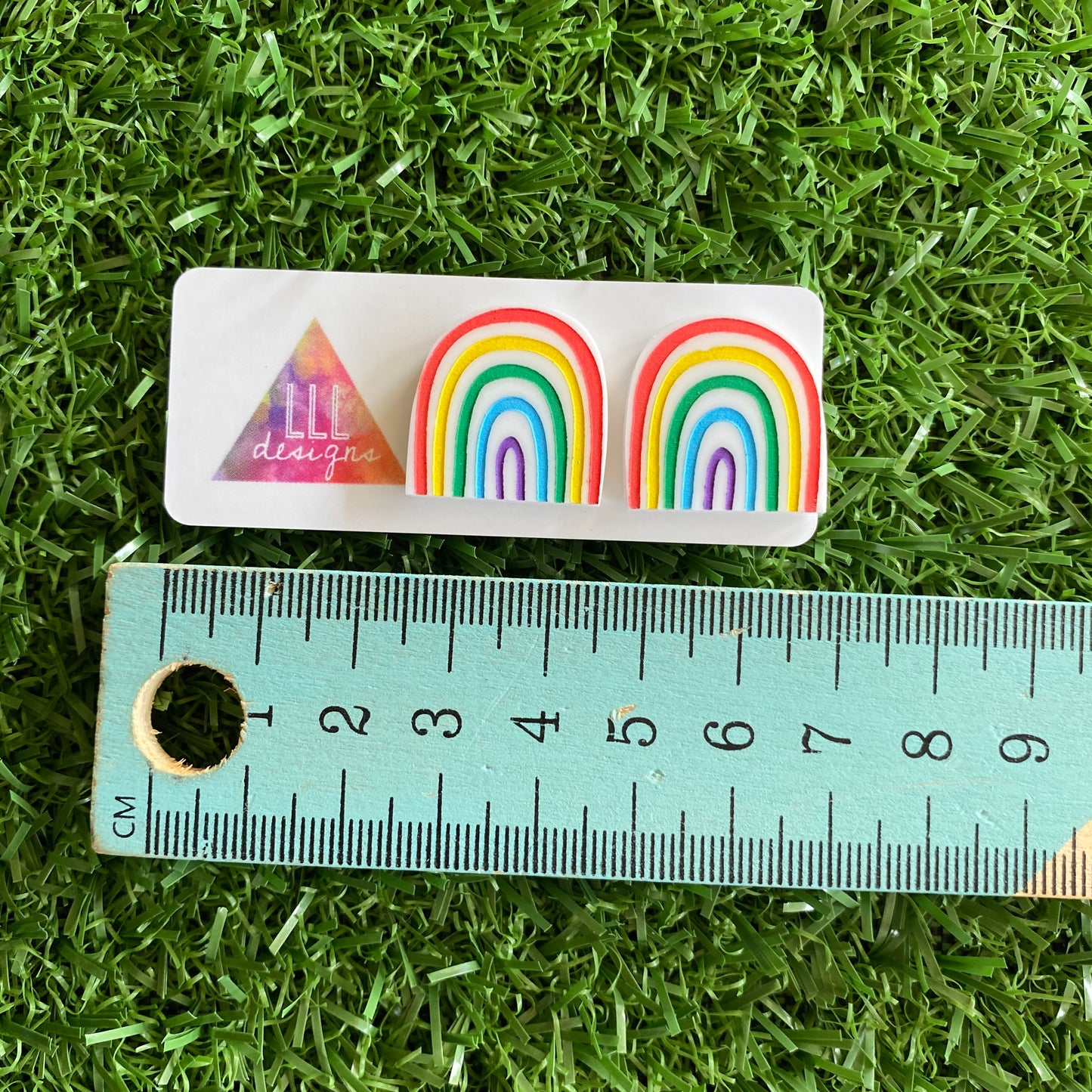 Rainbow Earrings - Hand Painted Acrylic Classic Rainbow Statement Stud Earrings - A Classic Rainbow that is sure to bring a smile to your face :)