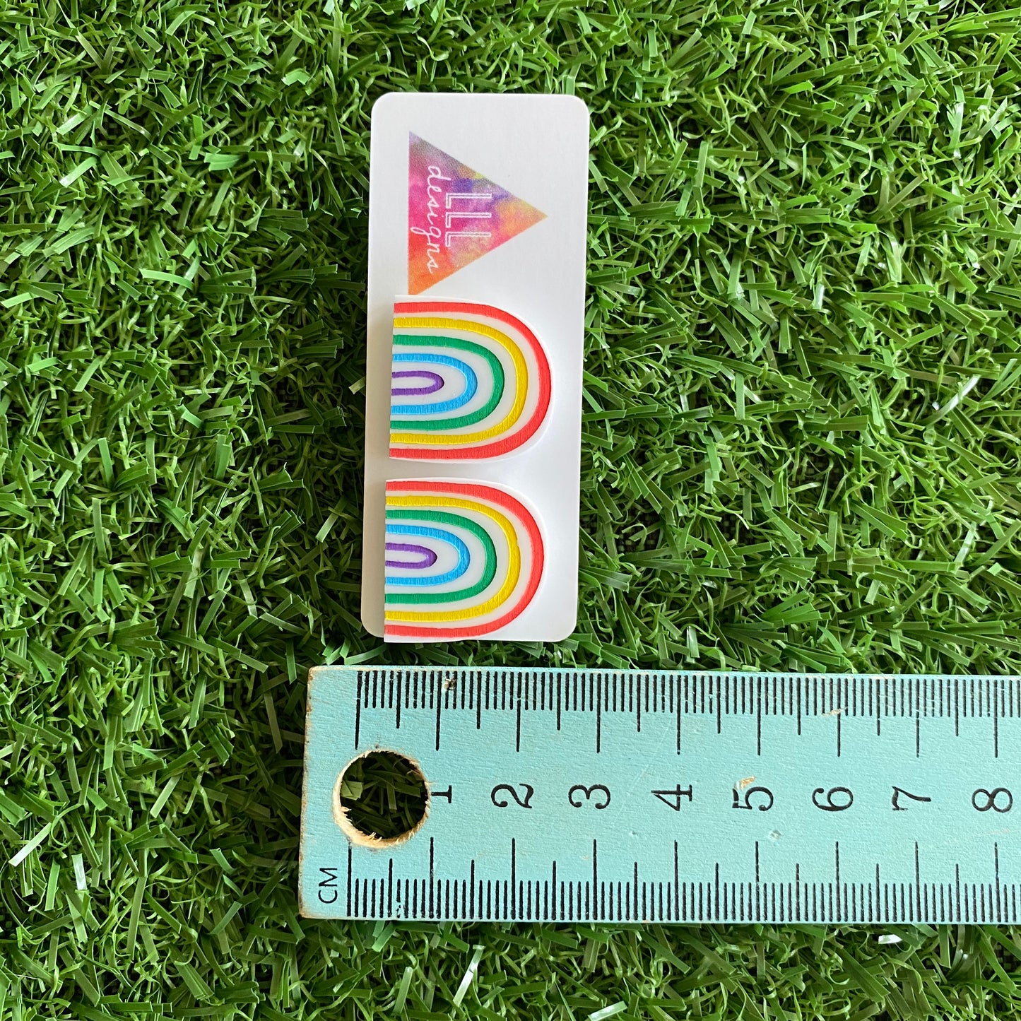 Rainbow Earrings - Hand Painted Acrylic Classic Rainbow Statement Stud Earrings - A Classic Rainbow that is sure to bring a smile to your face :)