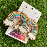 Rainbow Earrings. Hand Painted Timber Pastel Rainbow Hoop Earrings. MEGA SIZE!!