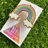 Rainbow Brooch. Hand Painted Timber Pastel Rainbow Brooch (MEGA Size)