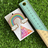 Rainbow Brooch. Hand Painted Timber Pastel Rainbow Brooch (MEGA Size)