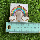 Rainbow Brooch. Hand Painted Timber Pastel Rainbow Brooch (MEGA Size)