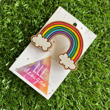 Rainbow Brooch. Hand Painted Timber Rainbow Brooch (MEGA Size) Classic Colour Way